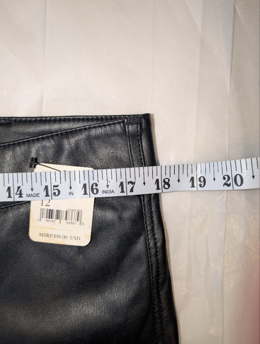 Free People Black Vegan Leather Straight Leg Pants OB1518334 Size 12 NWT - Picture 7 of 9